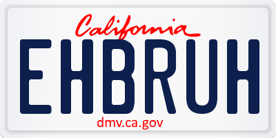 CA license plate EHBRUH