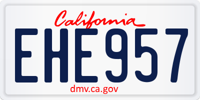 CA license plate EHE957