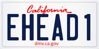 CA license plate EHEAD1