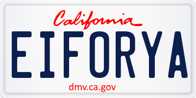 CA license plate EIFORYA