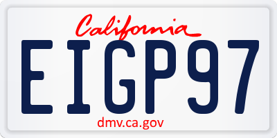 CA license plate EIGP97