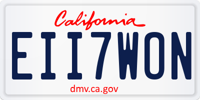 CA license plate EII7WON