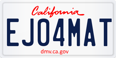 CA license plate EJ04MAT