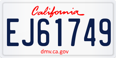 CA license plate EJ61749