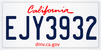 CA license plate EJY3932