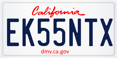 CA license plate EK55NTX