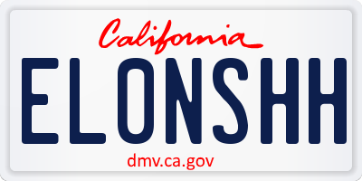 CA license plate EL0NSHH