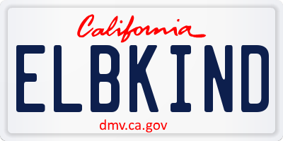 CA license plate ELBKIND