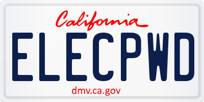 CA license plate ELECPWD