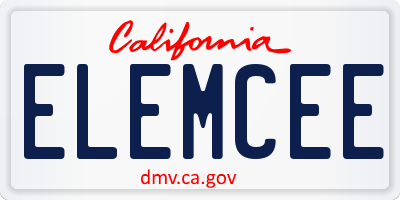 CA license plate ELEMCEE