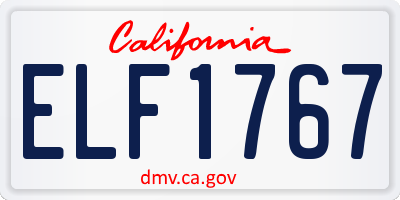 CA license plate ELF1767