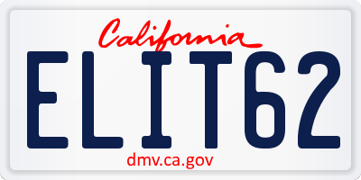 CA license plate ELIT62