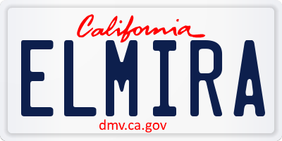 CA license plate ELMIRA