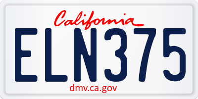 CA license plate ELN375