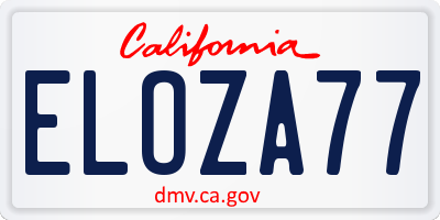 CA license plate ELOZA77