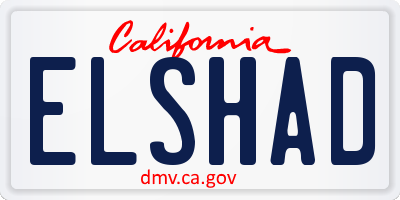 CA license plate ELSHAD