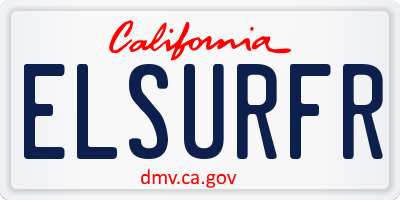 CA license plate ELSURFR