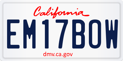 CA license plate EM17BOW