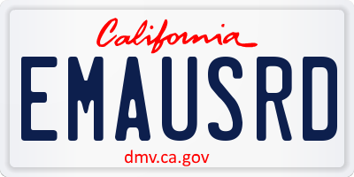 CA license plate EMAUSRD