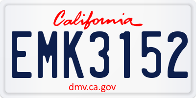 CA license plate EMK3152