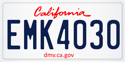 CA license plate EMK4030