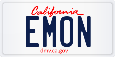 CA license plate EMON