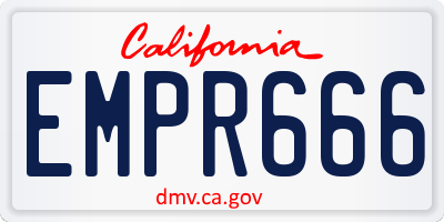 CA license plate EMPR666