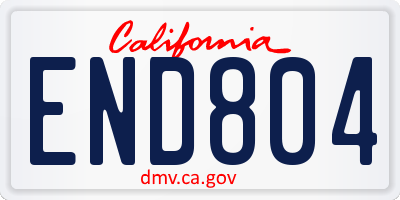 CA license plate END804