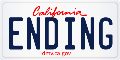 CA license plate ENDING