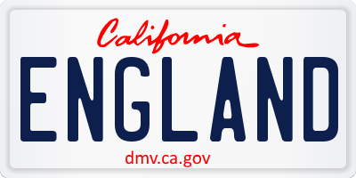 CA license plate ENGLAND