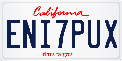 CA license plate ENI7PUX