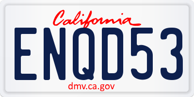 CA license plate ENQD53