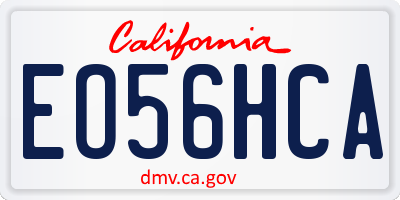 CA license plate EO56HCA