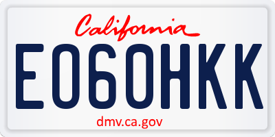 CA license plate EO60HKK