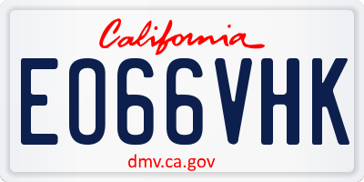 CA license plate EO66VHK