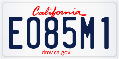 CA license plate EO85M1