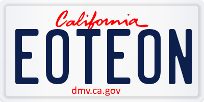 CA license plate EOTEON