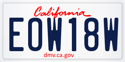 CA license plate EOW18W