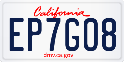 CA license plate EP7G08