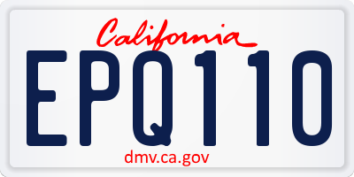 CA license plate EPQ110