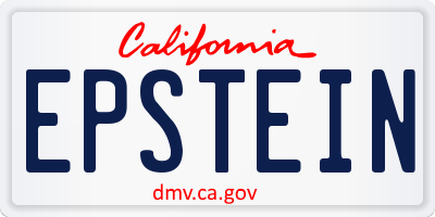 CA license plate EPSTEIN