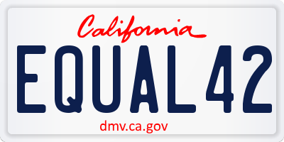 CA license plate EQUAL42