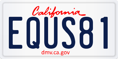 CA license plate EQUS81