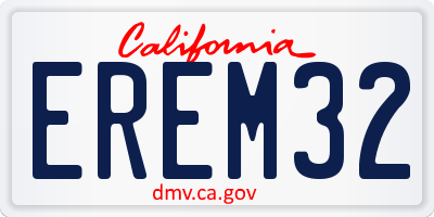 CA license plate EREM32