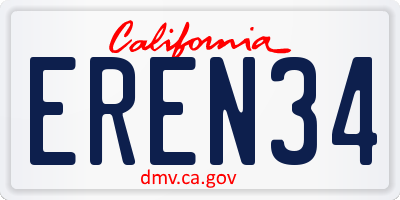 CA license plate EREN34