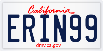 CA license plate ERIN99