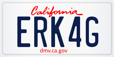 CA license plate ERK4G