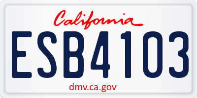 CA license plate ESB4103