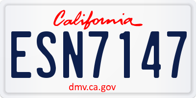 CA license plate ESN7147