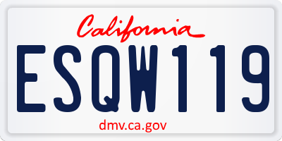 CA license plate ESQW119